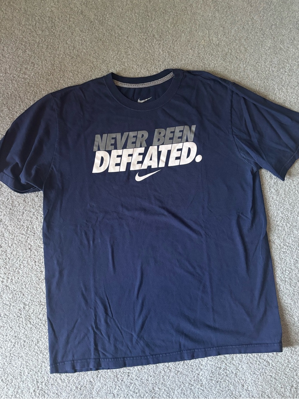 Nike Navy Short Sleeve 'Never Been Defeated' Graphic Tee